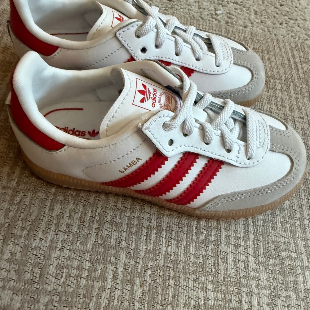 Adidas Kids Samba White and Red Sneakers